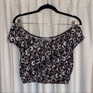 Charlotte Russe Off The Shoulder Crop Floral Top